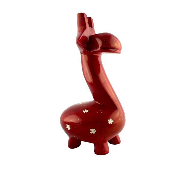Red Giraffe Figurine Soap Stone Afrikiko Style Kenya Hand Carved Decor - Picture 3 of 10